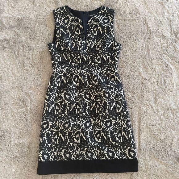 J. Mendel Paris Sleeveless Black White Embroidered Dress Size 10 Silk Wool Blend - Picture 1 of 5